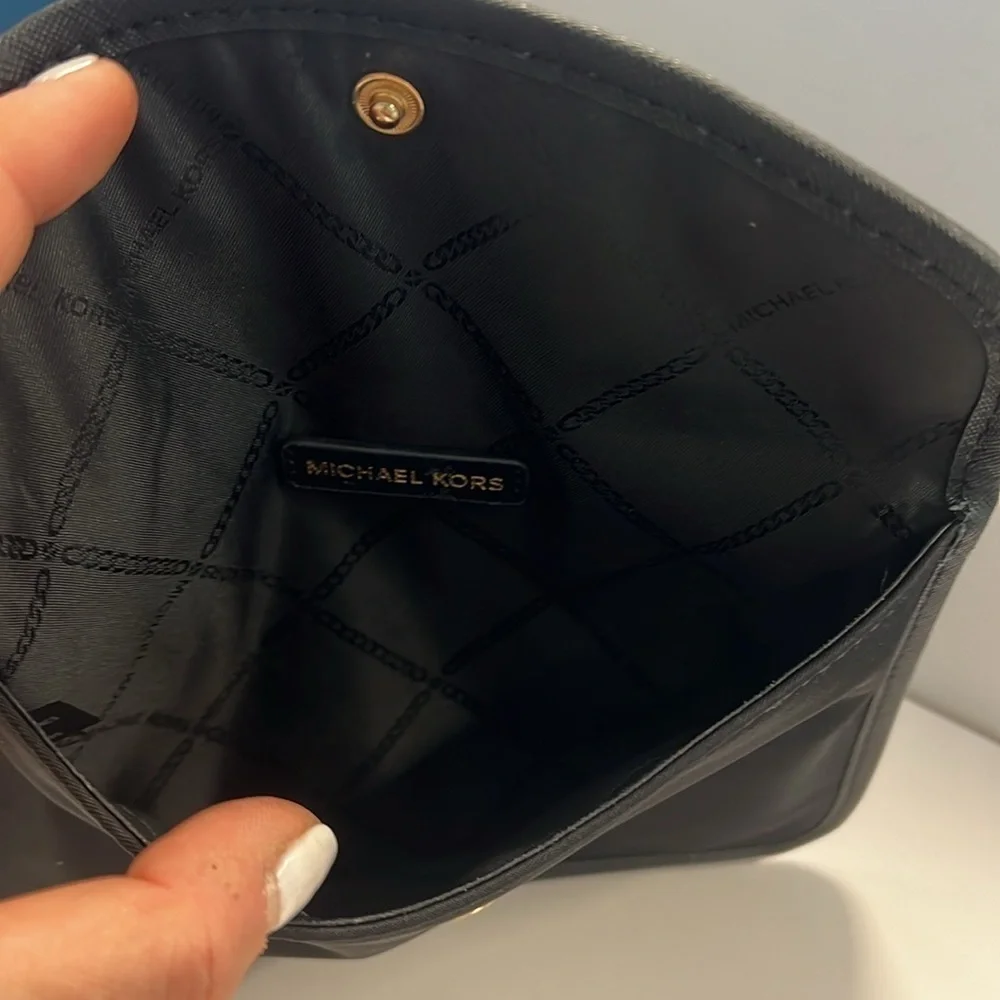 Michael Kors Black Nylon Snap Envelope Attachable Pouch Clutch Bag